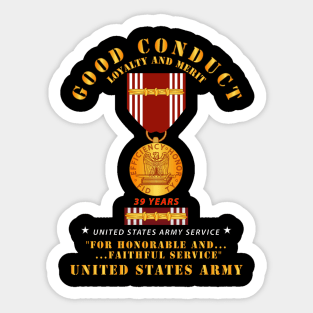 Army - Good Conduct w Medal w Ribbon - 39  Years Sticker